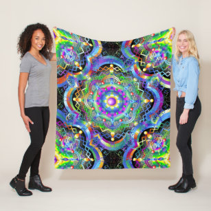 Mandala Universe Psychedelic Colors Fleece Blanket