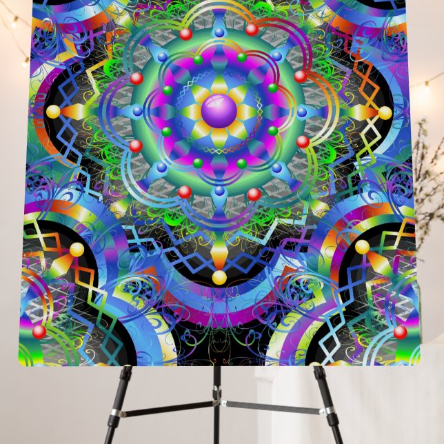 Mandala Universe Psychedelic Colors Foam Board (In Situ (Stand))