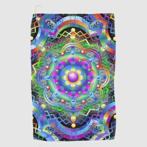 Mandala Universe Psychedelic Colors Golf Towel