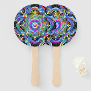 Mandala Universe Psychedelic Colors Hand Fan