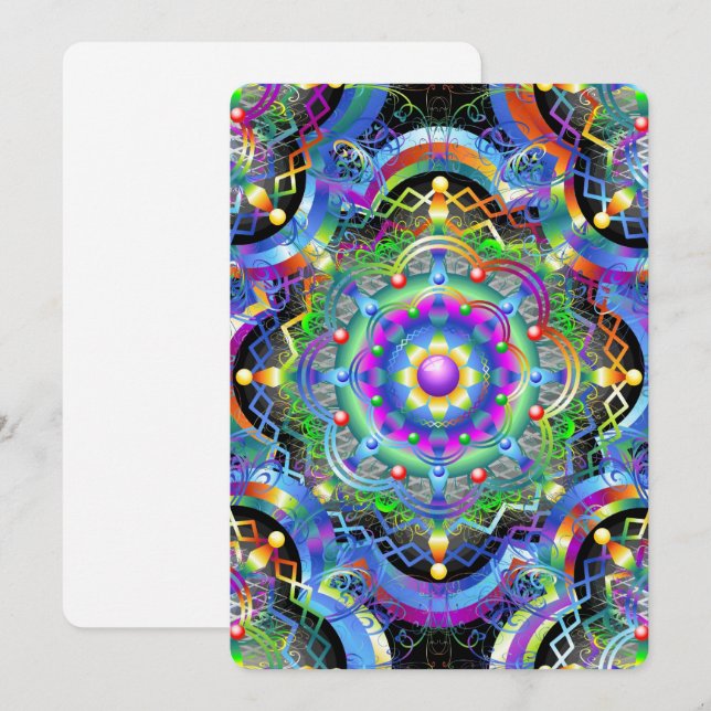 Mandala Universe Psychedelic Colors Invitation (Front/Back)