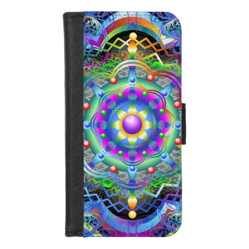 Mandala Universe Psychedelic Colors iPhone 87 Wallet Case