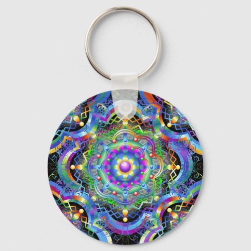 Mandala Universe Psychedelic Colors Keychain