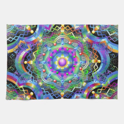 Mandala Universe Psychedelic Colors Kitchen Towel