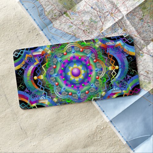 Mandala Universe Psychedelic Colors License Plate