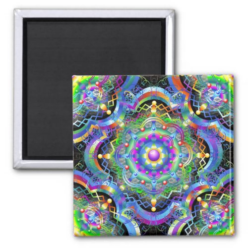 Mandala Universe Psychedelic Colors Magnet