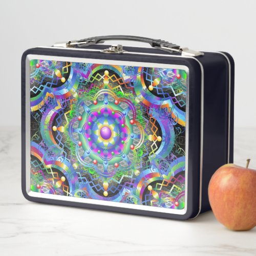 Mandala Universe Psychedelic Colors Metal Lunch Box