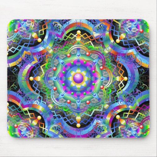 Mandala Universe Psychedelic Colors Mouse Pad