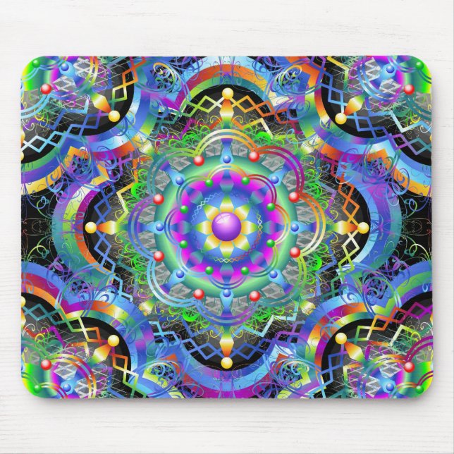 Mandala Universe Psychedelic Colors Mouse Pad (Front)