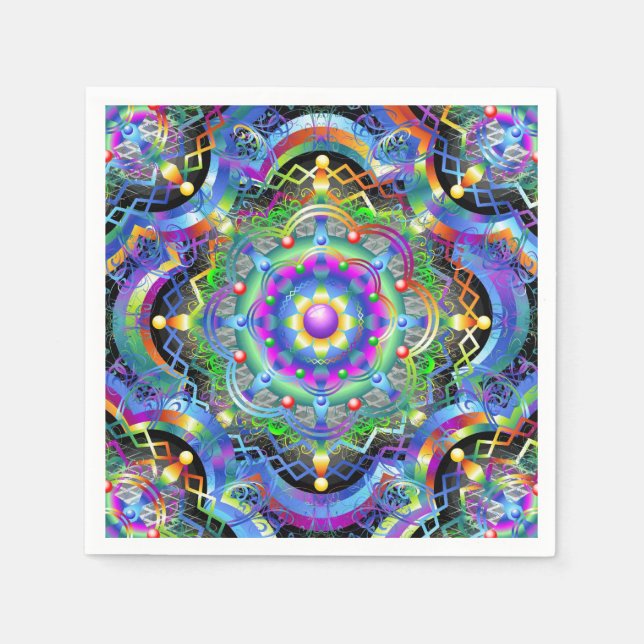 Mandala Universe Psychedelic Colors Napkins (Front)