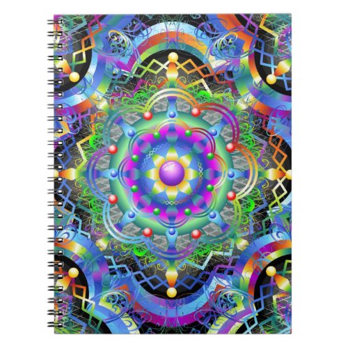 Mandala Universe Psychedelic Colors Notebook