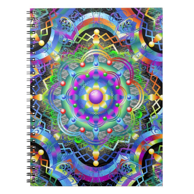 Mandala Universe Psychedelic Colors Notebook (Front)