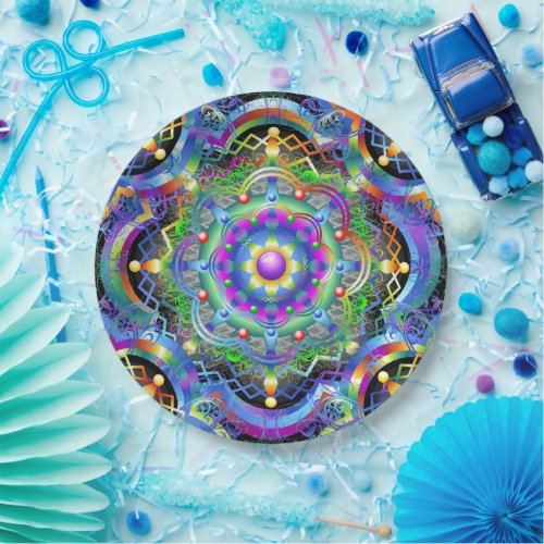 Mandala Universe Psychedelic Colors Paper Plates