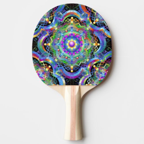 Mandala Universe Psychedelic Colors Ping Pong Paddle