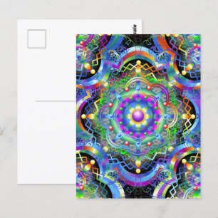 Mandala Universe Psychedelic Colors Postcard