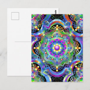 Mandala Universe Psychedelic Colors Postcard
