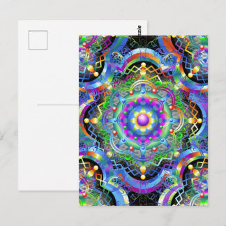 Mandala Universe Psychedelic Colors Postcard