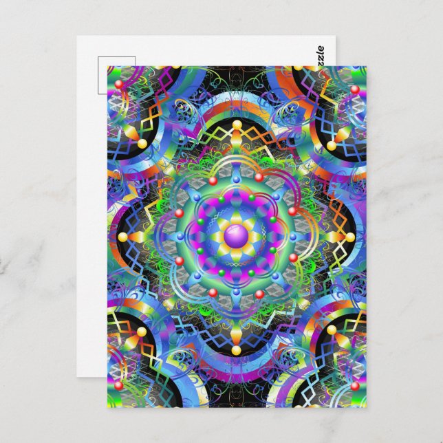 Mandala Universe Psychedelic Colors Postcard (Front/Back)