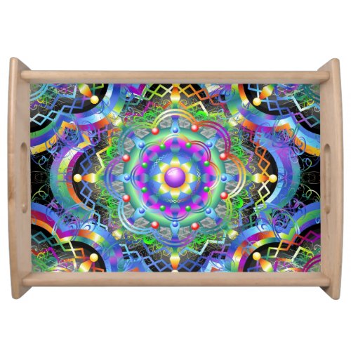 Mandala Universe Psychedelic Colors Serving Tray