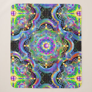 Mandala Universe Psychedelic Colors Sherpa Blanket