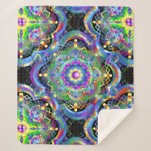 Mandala Universe Psychedelic Colors Sherpa Blanket