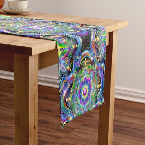 Mandala Universe Psychedelic Colors Short Table Runner