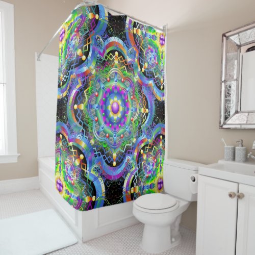 Mandala Universe Psychedelic Colors Shower Curtain