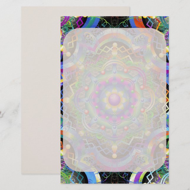 Mandala Universe Psychedelic Colors Stationery (Front/Back)