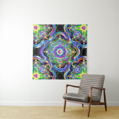 Mandala Universe Psychedelic Colors Tapestry