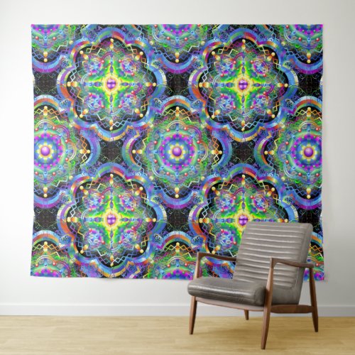 Mandala Universe Psychedelic Colors Tapestry