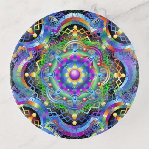 Mandala Universe Psychedelic Colors Trinket Tray