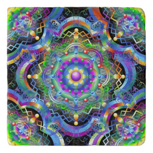 Mandala Universe Psychedelic Colors Trivet