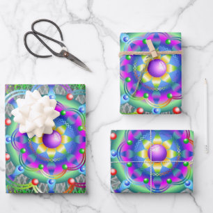 Mandala Universe Psychedelic Colors Wrapping Paper Sheets