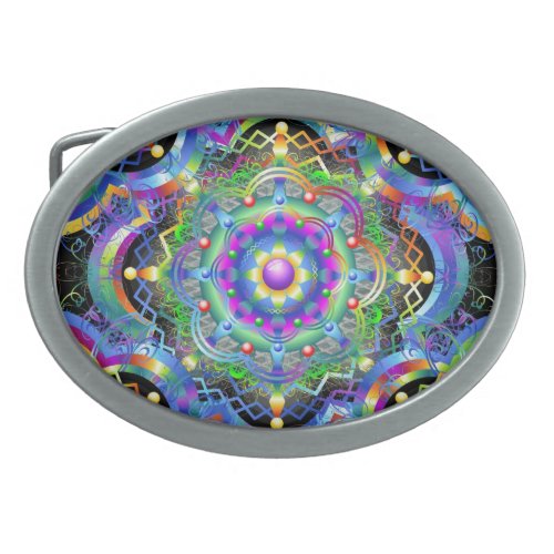 Mandala Universe Rainbow Colors Belt Buckle
