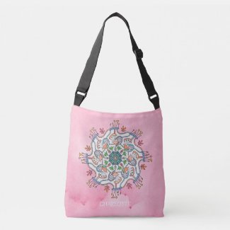 Mandala vegetal surrealista crossbody bag