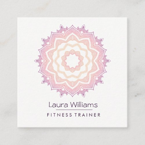 Mandala Vintage Lotus Rose Gold Yoga Instructor Square Business Card