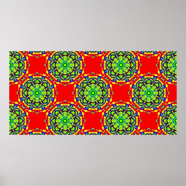 mandala vintage tribal seamless pattern illustrati poster (Front)