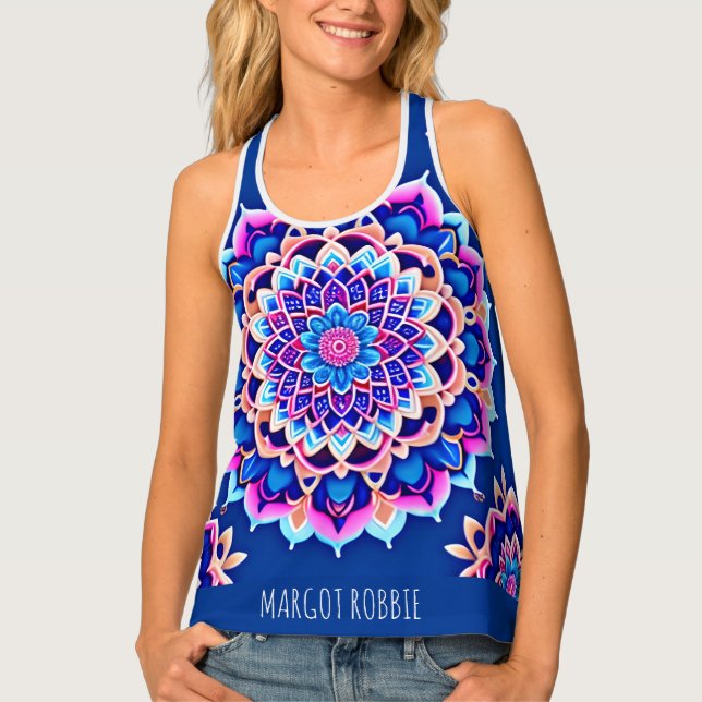 Mandala Violet Pink Geometric Pattern Tank Top (Front)