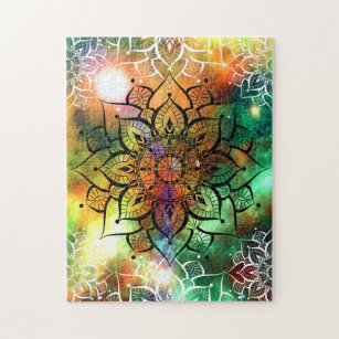 Mandala watercolor nebula yoga zen jigsaw puzzle
