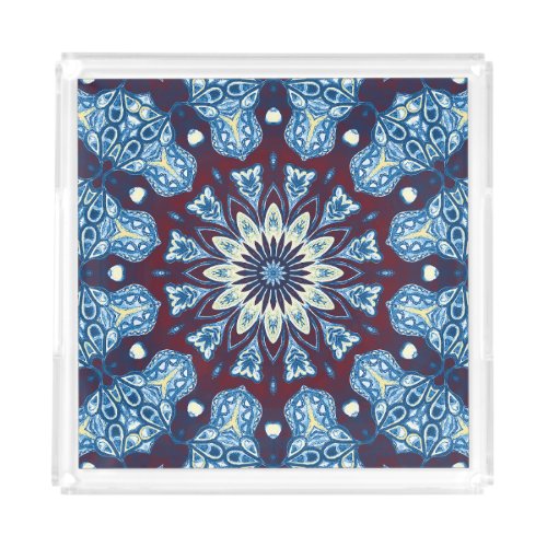 Mandala Watercolor Symmetrical Vintage Design Acrylic Tray