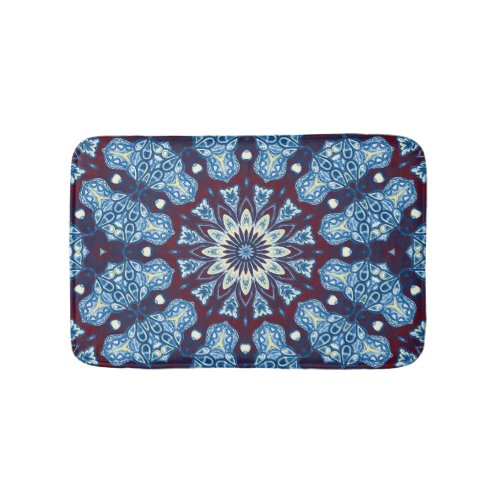 Mandala Watercolor Symmetrical Vintage Design Bath Mat