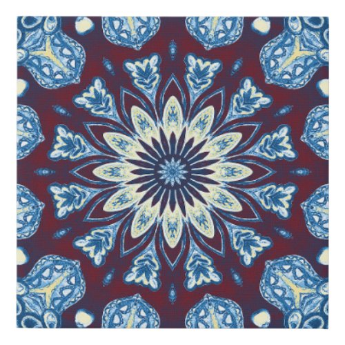Mandala Watercolor Symmetrical Vintage Design Faux Canvas Print
