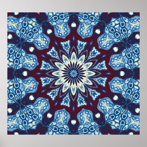 Mandala Watercolor Symmetrical Vintage Design Poster
