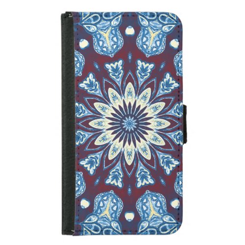 Mandala Watercolor Symmetrical Vintage Design Samsung Galaxy S5 Wallet Case