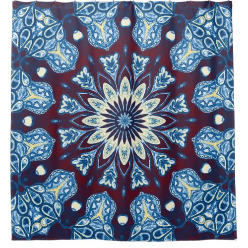 Mandala Watercolor Symmetrical Vintage Design Shower Curtain