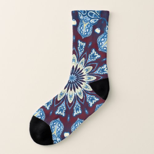 Mandala Watercolor Symmetrical Vintage Design Socks