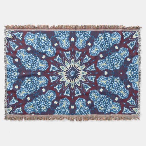 Mandala Watercolor Symmetrical Vintage Design Throw Blanket