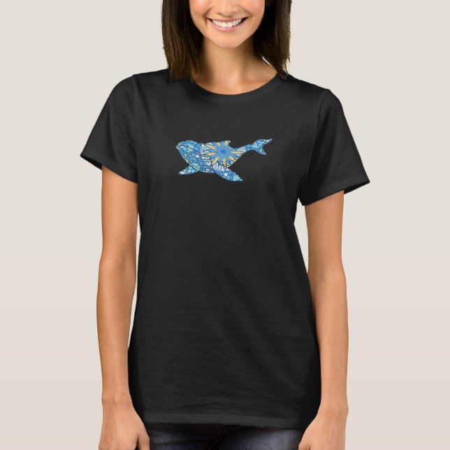 Mandala Whale Geometric Pattern Mandala Animal   T-Shirt (Front)