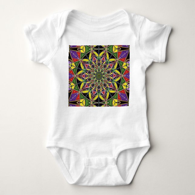 Mandala white baby bodysuit (Front)