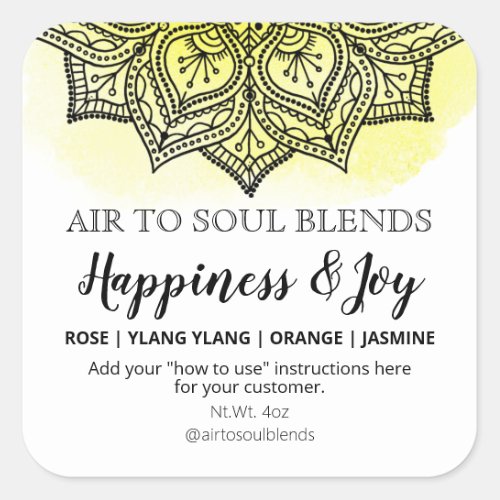 Mandala White Yellow Happiness Joy Blend Labels